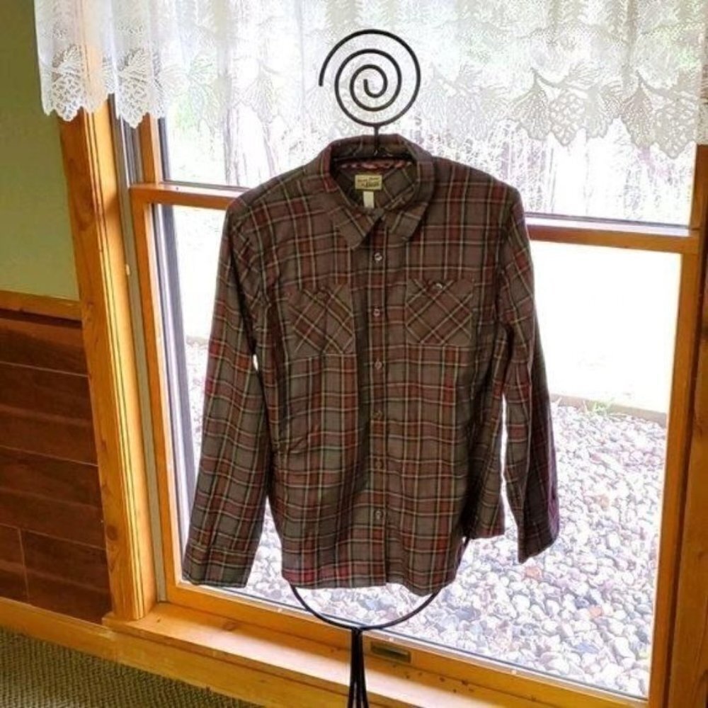 Bass Heritage Shirting Vintage Plaid Casual Button Down Sz.‎ XL Shirt w Pockets